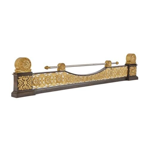 Antique Victorian gilt brass inkstand with Gothic tracery