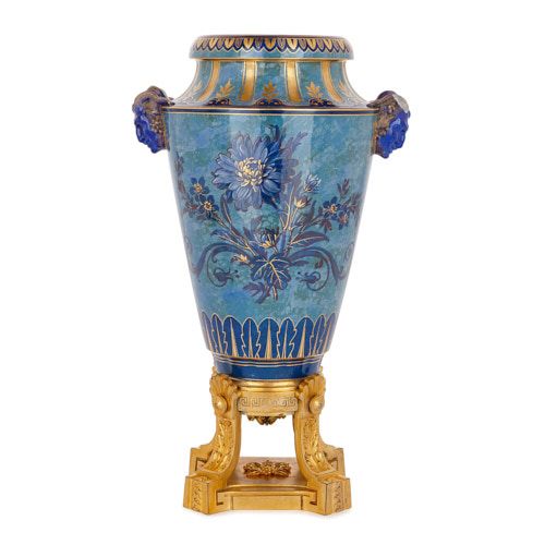 Antique Sèvres ormolu mounted porcelain vase