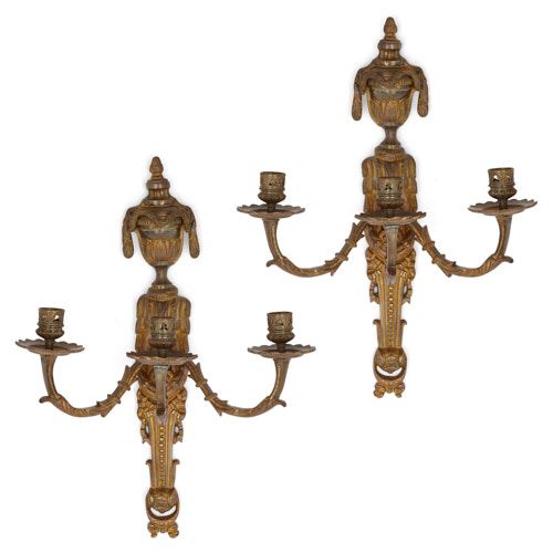 Pair of ormolu wall lights in the Louis XVI style