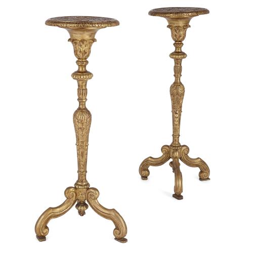 Pair of French carved giltwood pedestals
