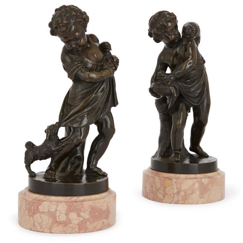 Pair of 19th Century Neoclassical style bronze figures