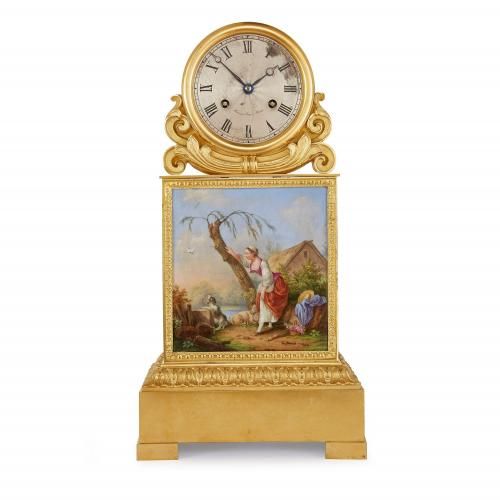 Ormolu and porcelain antique mantel clock by Raingo Frères