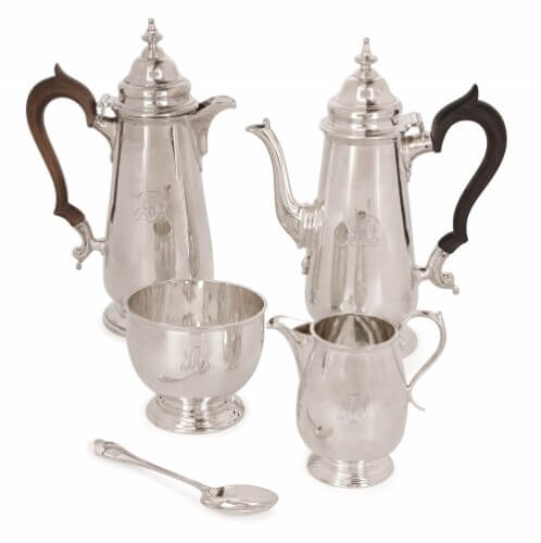 Antique English Edwardian period sterling silver coffee set