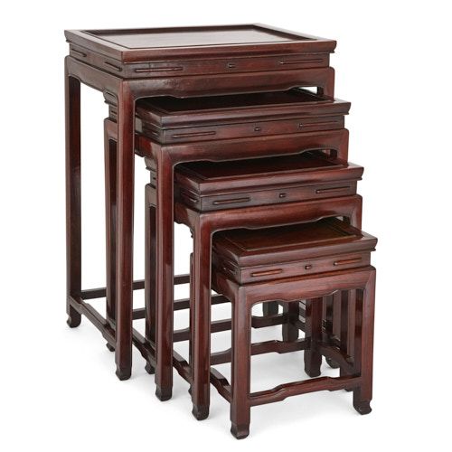 Set of four Chinese rosewood nesting tables