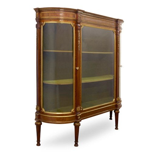 Louis XVI style ormolu mounted satinwood vitrine