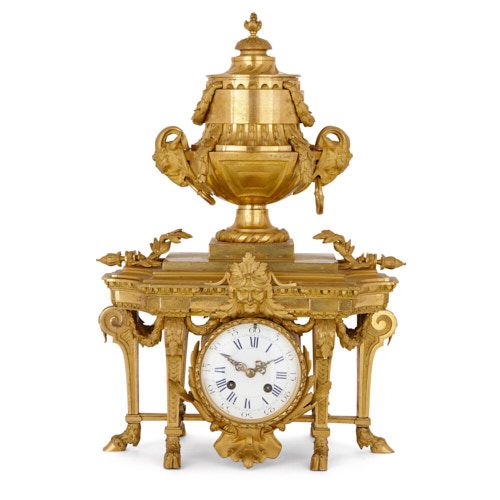 Louis XVI style French antique ormolu mantel clock