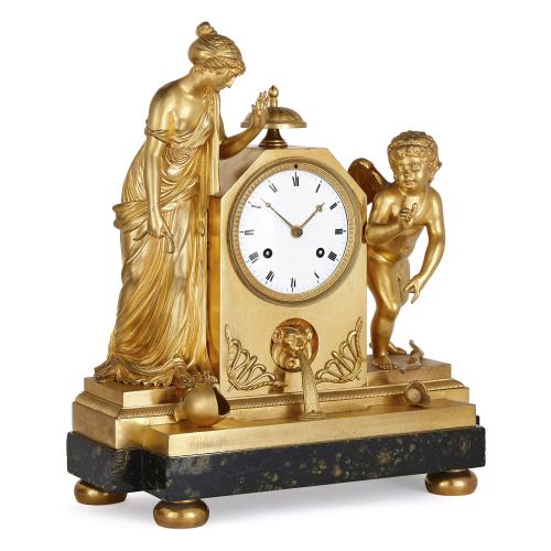 Antique French Empire ormolu mantel clock