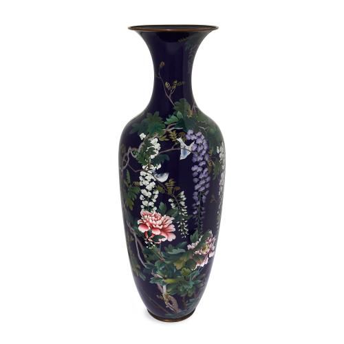 Large cloisonné enamel antique Japanese vase, Meiji period