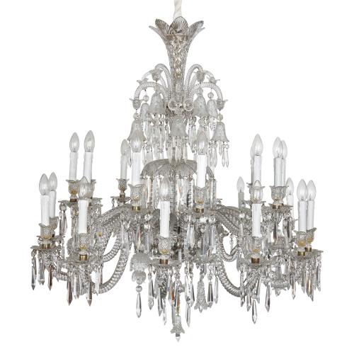 Large antique twenty-four light crystal chandelier by Baccarat