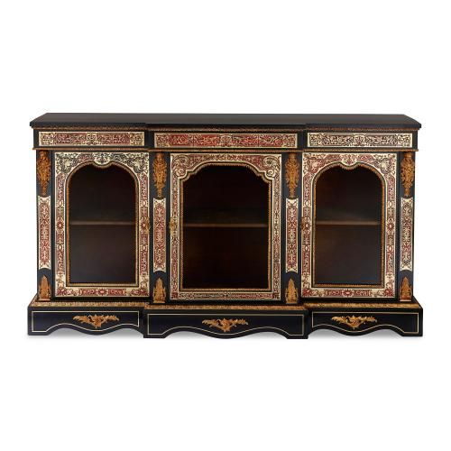 Victorian Boulle and ormolu mounted antique vitrine cabinet