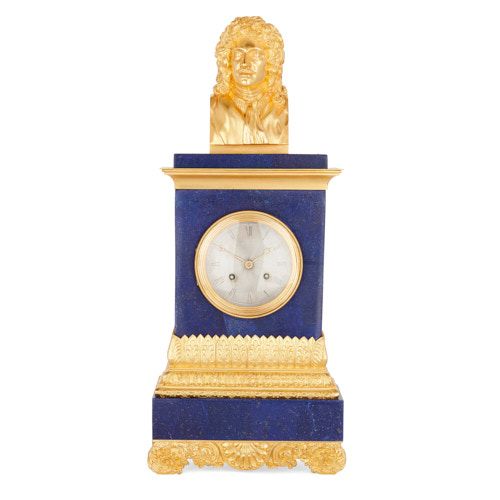 Charles X period ormolu and lapis lazuli mantel clock
