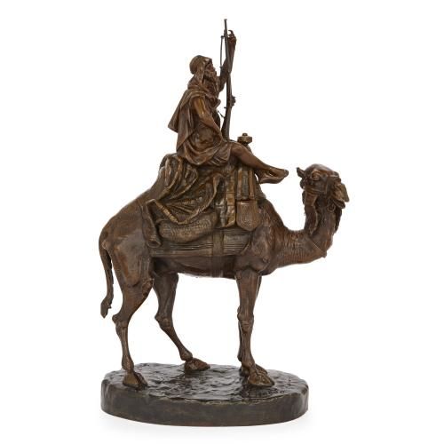 Large patinated bronze Orientalist sculpture by Pinedo