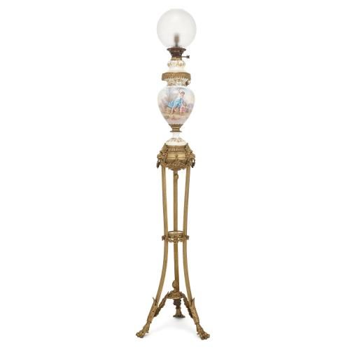 French ormolu and Sevres style porcelain floor lamp