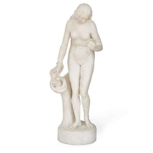 French 19th Century white marble sculpture of Eve 