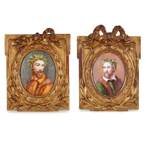 Pair of antique Limoges enamel plaques