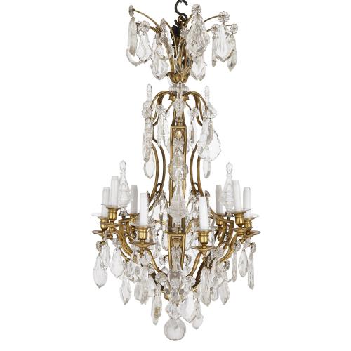 French ormolu and cut glass nine-light chandelier
