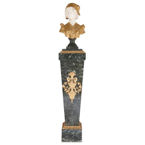 Ormolu and marble bust on pedestal by Gory 