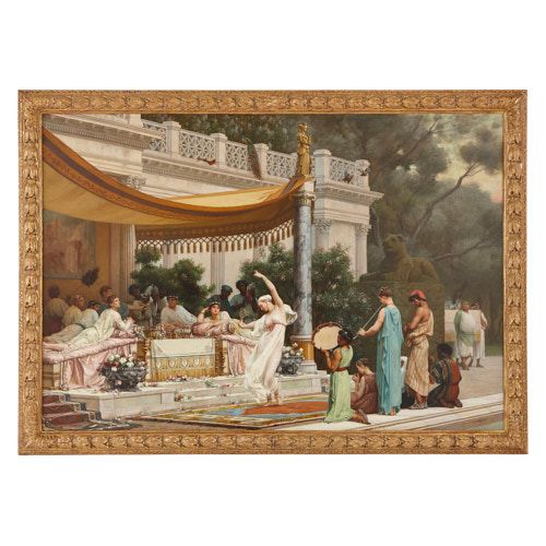 'A Summer Repast', large Roman classical painting by Boulanger