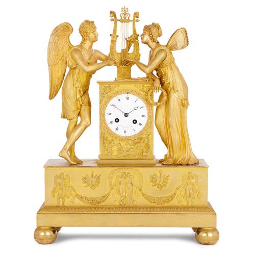 French Empire period ormolu mantel clock by Le Roy et fils