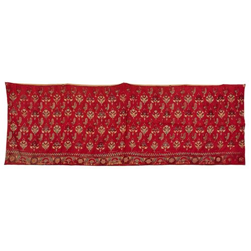 Indian silk embroidered crimson satin skirt band