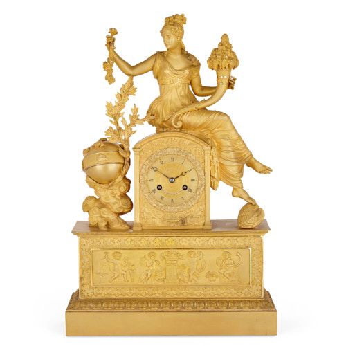 Empire period ormolu mantel clock by Piolane | Mayfair Gallery