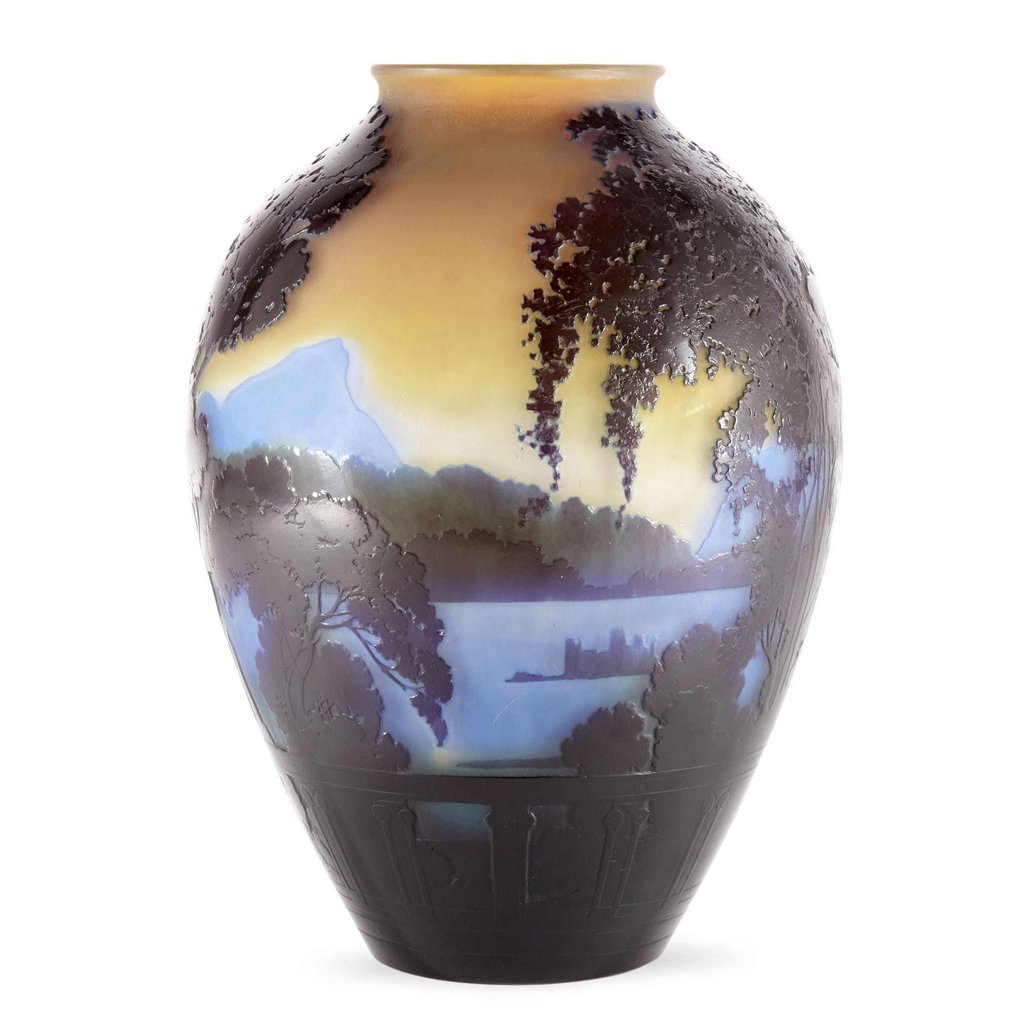 Het beste Smederij Neem de telefoon op Art Nouveau cameo glass vase portraying Lake Como by Gallé | Mayfair Gallery