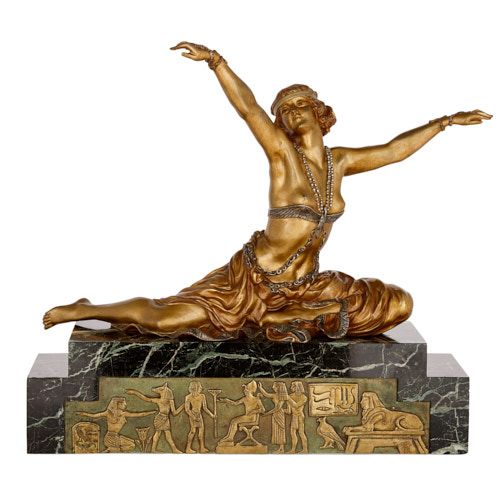 'Theban Dancer,' Art Deco ormolu and marble sculpture by Colinet