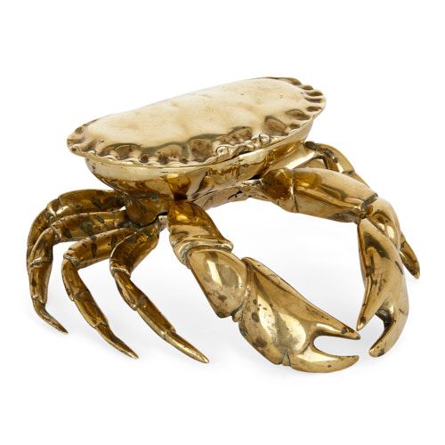 Victorian brass inkwell in the form of a crab
