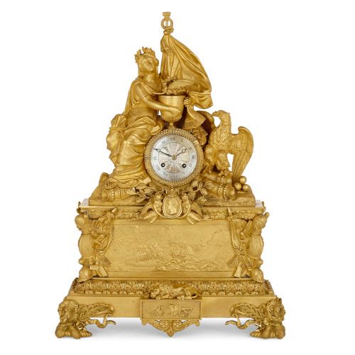 Louis Philippe period Napoleon themed ormolu mantel clock