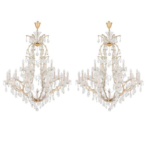 Pair of Bohemian cut glass chandeliers
