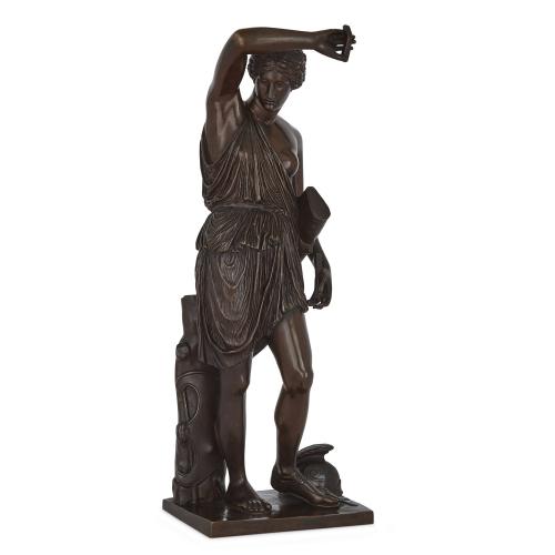 Patinated bronze figure of Diana by Barbedienne