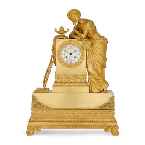 Charles X period Orientalist ormolu mantel clock by Denière