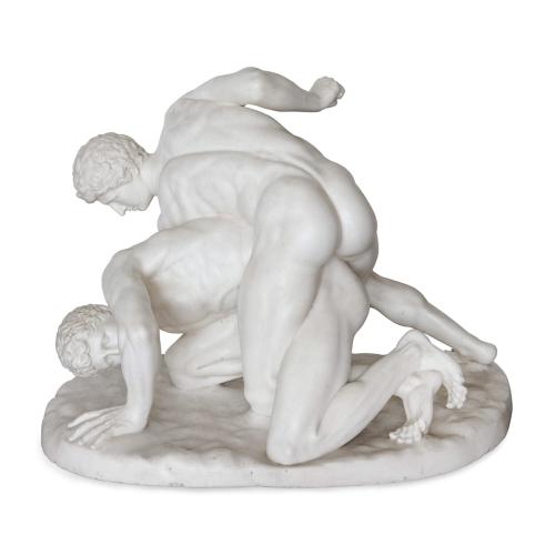 'The Wrestlers', large classical marble group by Battiglia