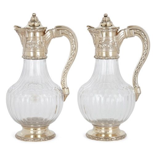 Pair of silver-gilt and crystal decanters by Tétard Frères