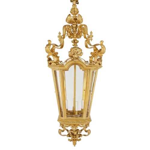 Monumental Rococo style Second Empire period ormolu lantern