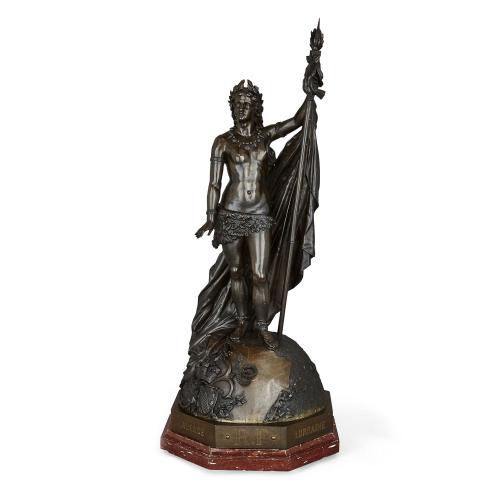 'République Française', large patinated bronze sculpture by Bertin