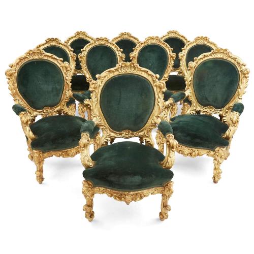 An Italian 19th century giltwood palazzo furniture suite