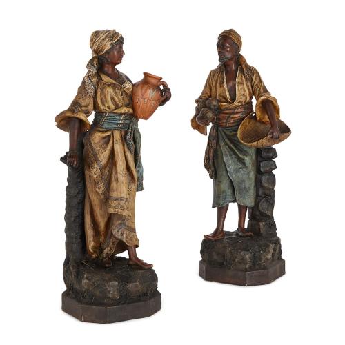 A pair of Orientalist terracotta figures by Maresch