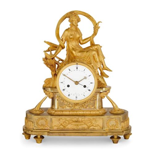 Antique Empire period French ormolu mantel clock