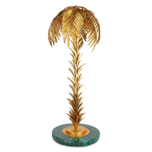 Large brass palm tree floor lamp in the style of Maison Jansen