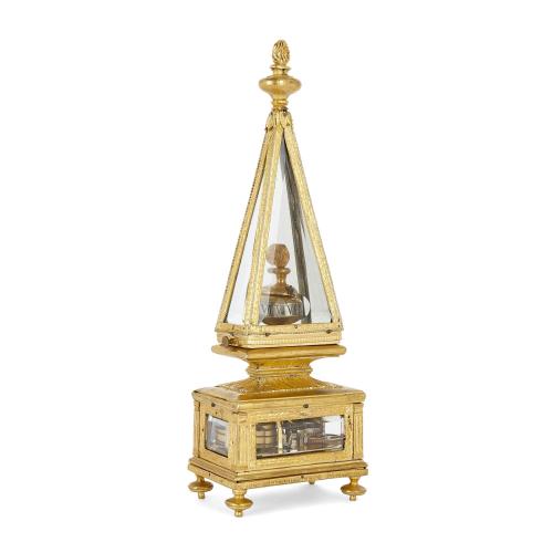17th Century Italian glass and gilt metal table clock
