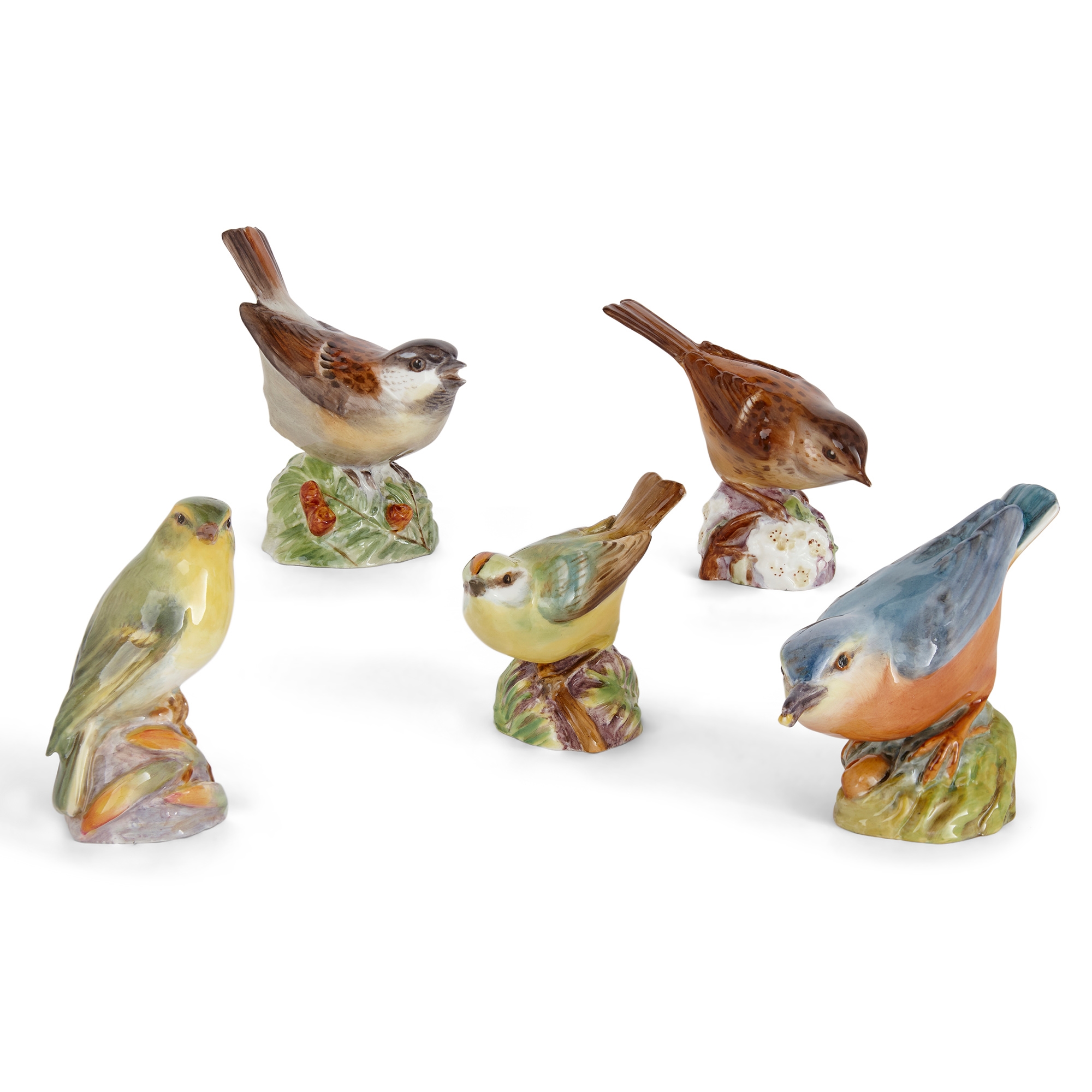 Collection of five Royal Worcester English porcelain bird models ...