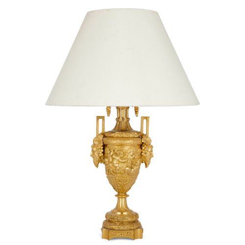 Rococo style ormolu lamp in the manner of Clodion