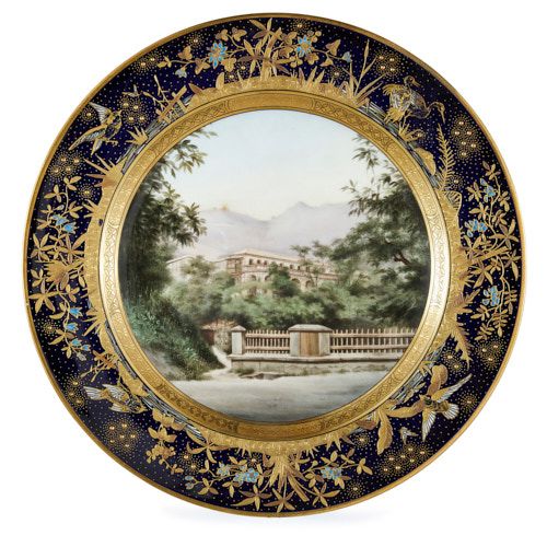 Viennese Chinoiserie porcelain cabinet plate depicting Hong Kong