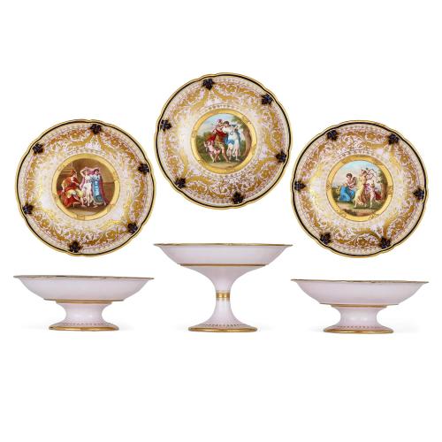 Set of three Neoclassical style Royal Vienna porcelain tazze