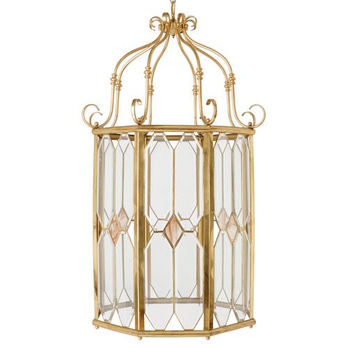 Large brass and glass Neoclassical style lantern