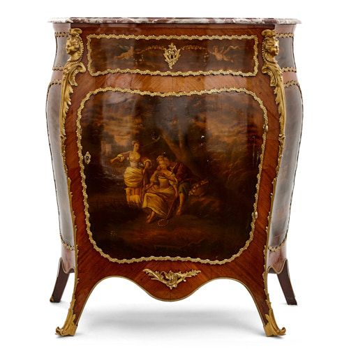 Ormolu mounted kingwood vernis Martin antique side cabinet
