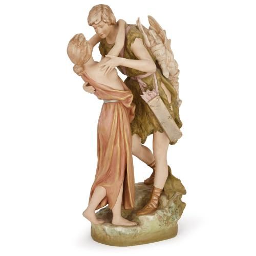 Porcelain figural group of two lovers by Royal Dux