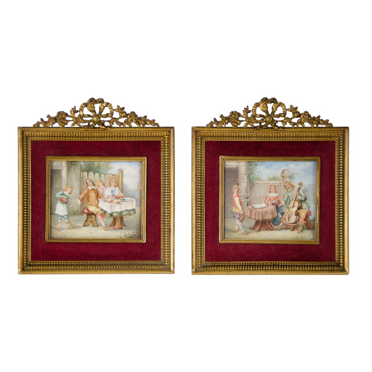 Pair of antique miniature paintings on ivory | Mayfair Gallery