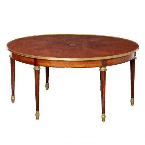 French ormolu mounted and kingwood parquetry round table